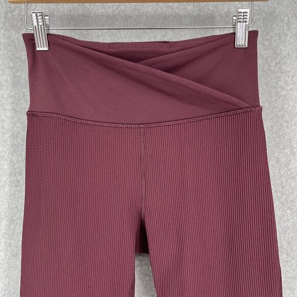 Athleta Elation Crossover Rib 7/8 Tight Size S Maroon Plum Purple Athletic Gym - Picture 2 of 14